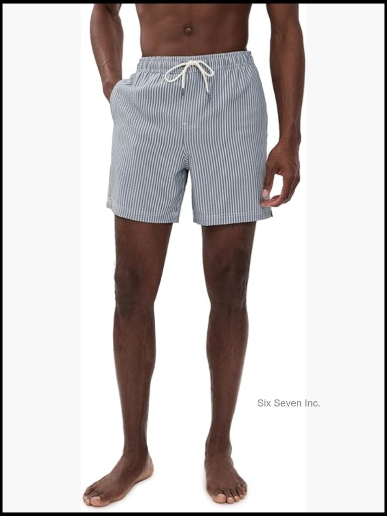 Men's 5" Swim Trunks With Stretch, Side Pockets & Drawstring